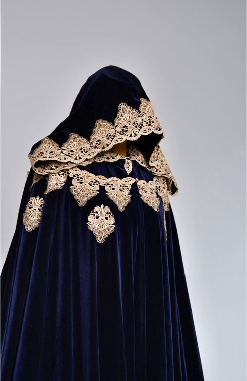 Blue cape gold lace